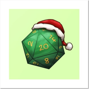 Christmas D20 Dice Green Posters and Art